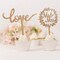 2 Natural Wooden Mr & Mrs and Love Wedding Cake Toppers Party Events Decorations